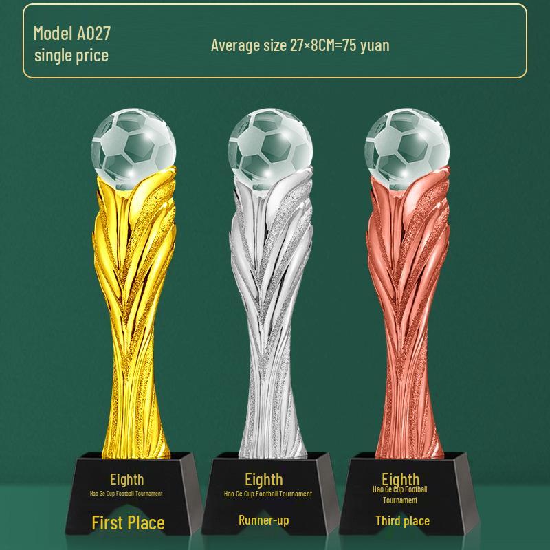 Custom Crystal Football Trophy - 2025 Golden Boot Top Scorer Award (Extra Large)
