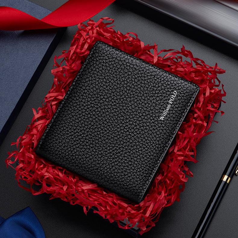WILLIAMPOLO Mens Wallet ID Card Holder Luxury Brand Leather Men Wallet Card Wallet For Men Purses Holiday Gifts P24QB003