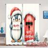 2pcs,Curtains Cute Penguin Merry Christmas Letter (3) Popular Curtains&Window Treatment Fabric Curtains Holiday for Bedroom,
