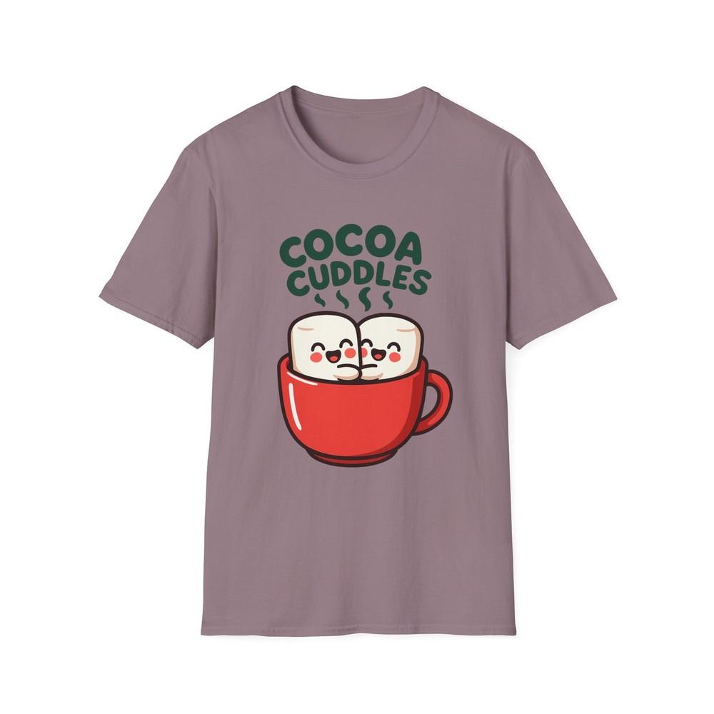 

Unisex Softstyle T-Shirt Chibi Marshmallow Hug Cocoa Mug Funny Holiday Christmas XL