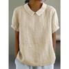 Women's New Loose Lapel Shirt Short Sleeve Cotton Top