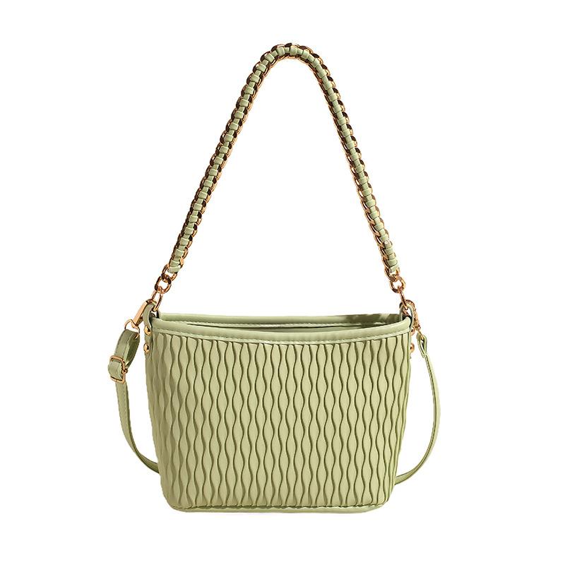 Monochromatic pleated women's bags simple versatile shoulder bags PU leather women's square crossbody bags with shoulder strap  new