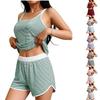 Women's Sleeveless Knit Tank Top and Shorts Set Soft Stretchy Fabric Casual Lounge Wear Summer Outfit