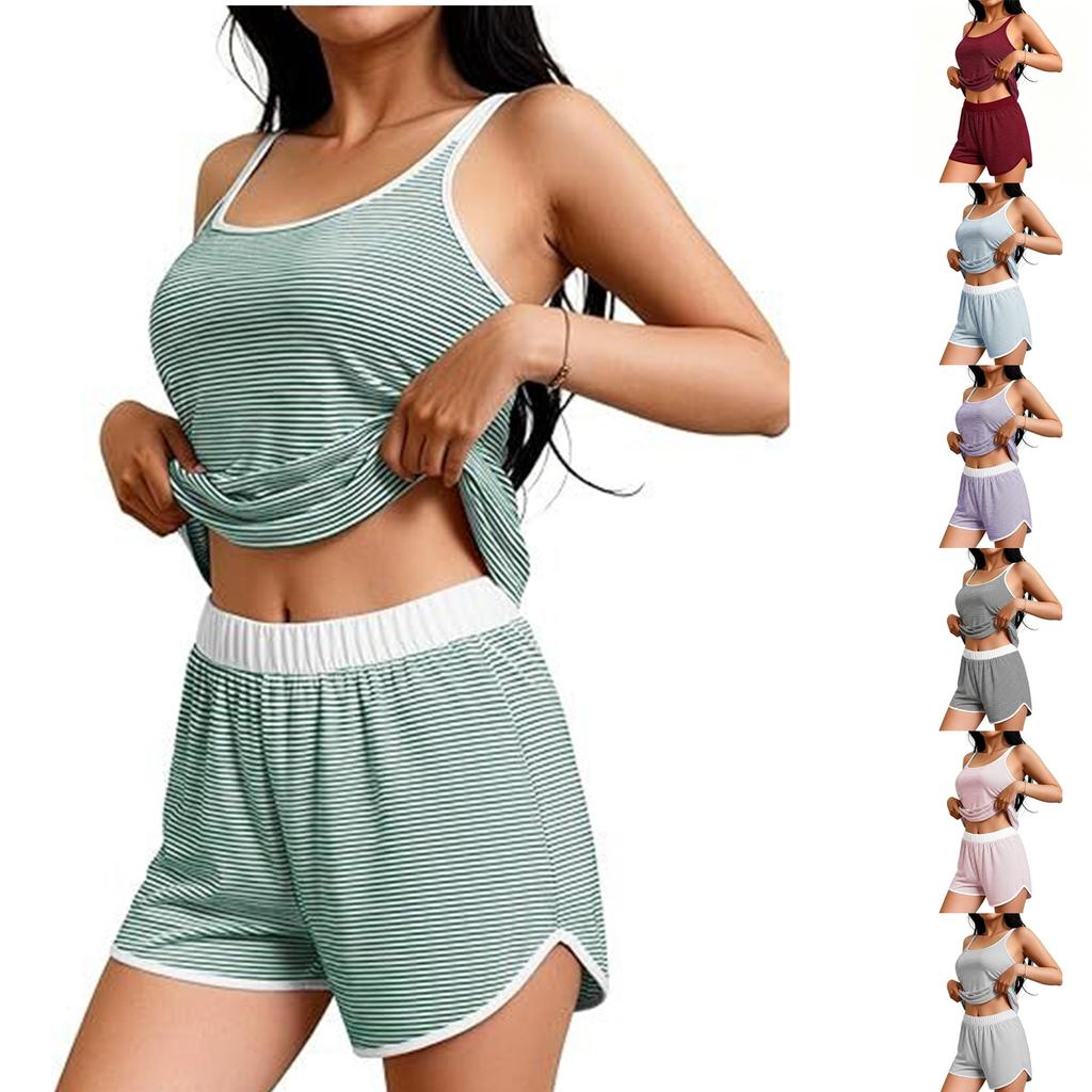 Women's Sleeveless Knit Tank Top and Shorts Set Soft Stretchy Fabric Casual Lounge Wear Summer Outfit