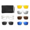 Transparent Square Frame Women Sunglasses 6 In 1 Magnetic Clip Glasses Men Polarized Night Vision Eyeglass