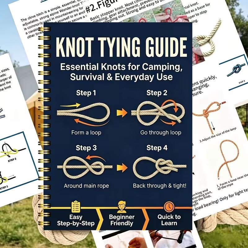Easy to Follow Outdoor Survival Knots Step-by-Step Guide Camping Hiking Rope Manual for Wilderness Survival