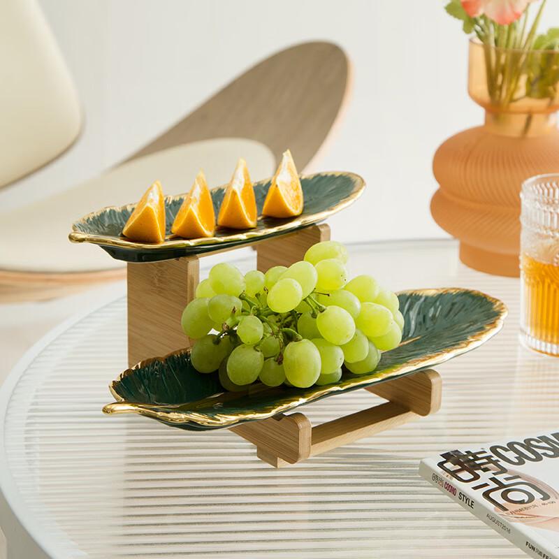 DX Feather Two-Tier Ceramic Dessert Stand
