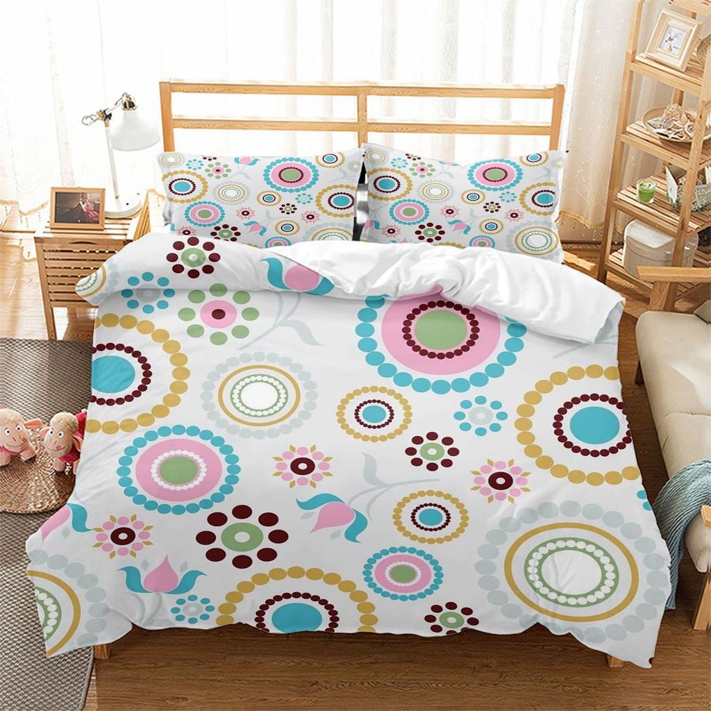 Vintage Plaid Geometric Pattern Bed Three-Piece Set 3D Digital Printing