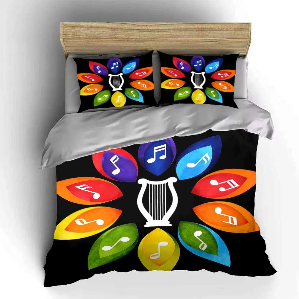 Colorful Musical Decoration Set Soft Comfortable Duvet Cover Bedding Set Included 1*Duvet Cover & 2*Pillowcases gift