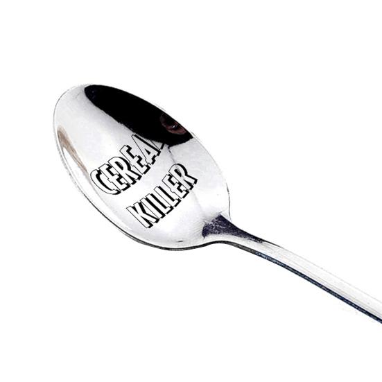 

Stainless Steel Spoon Letter Engraved Fruit Family Dinner Supplies 1