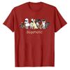 Unisex Dogaholic Cool Sunglasses Multi Breed Cartoon Dogs Horizontal Row Graphic Tshirt Crew Neck Short Sleeve Casual Tee Gift