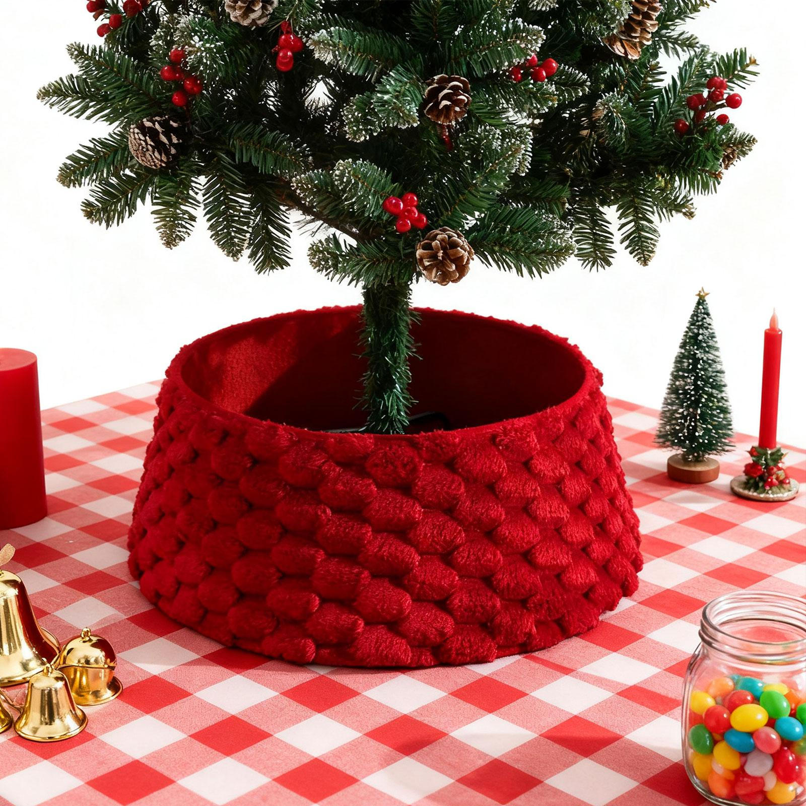 

Christmas Tree Base Stand Cover Decorative Parties Round Rustic Home Décor Decorations красный