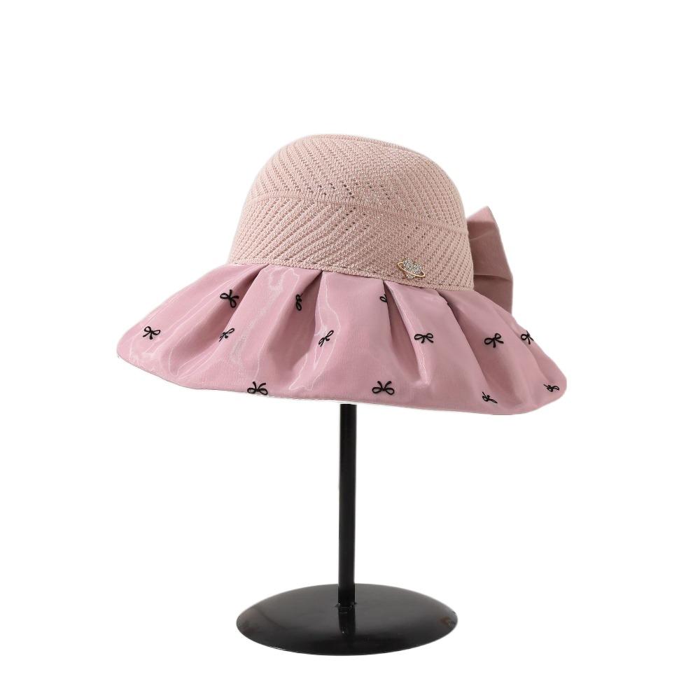 Bowknot Empty Top Sun Hat Sweet Foldable Visor Cap Cute Female Shell Hat  Outdoor