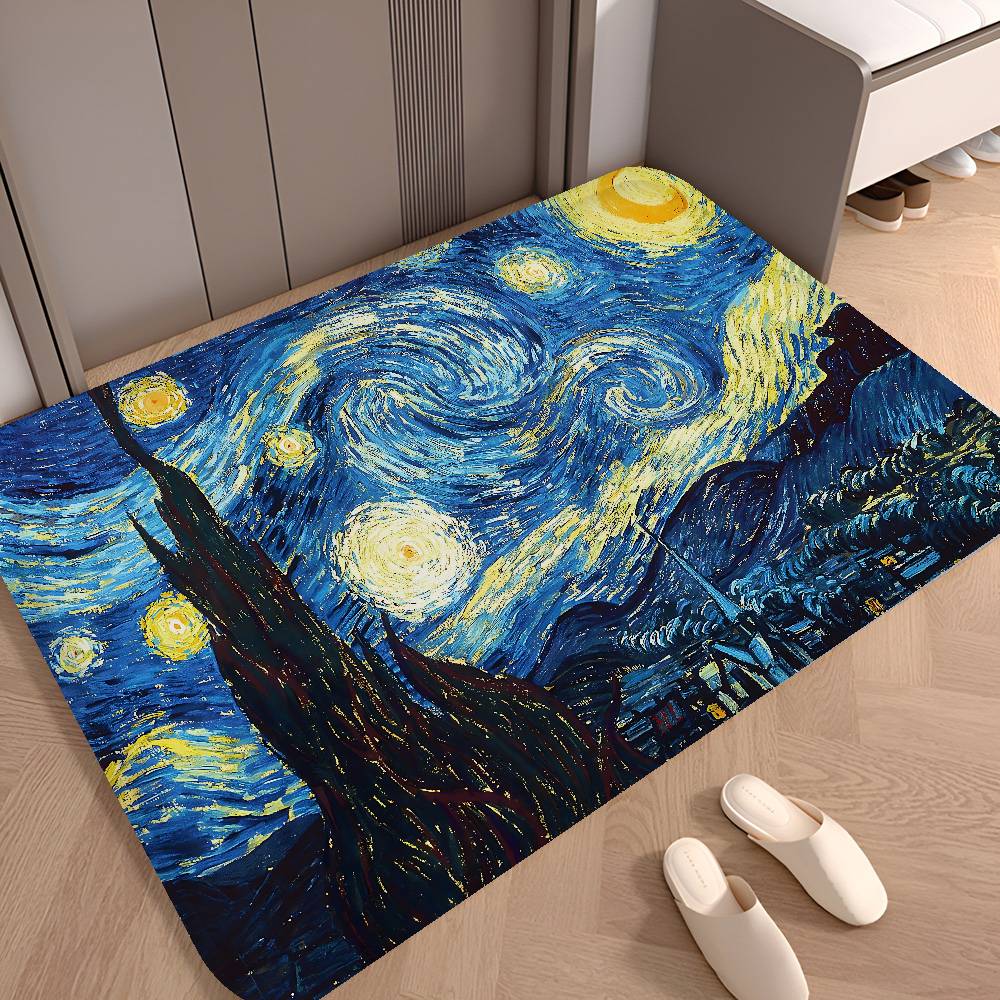 Starry Night Van Gogh Art Room Mats Nordic Style Home Doormat Bathroom-Toilet Mats Bedroom Hotel Decor Mat
