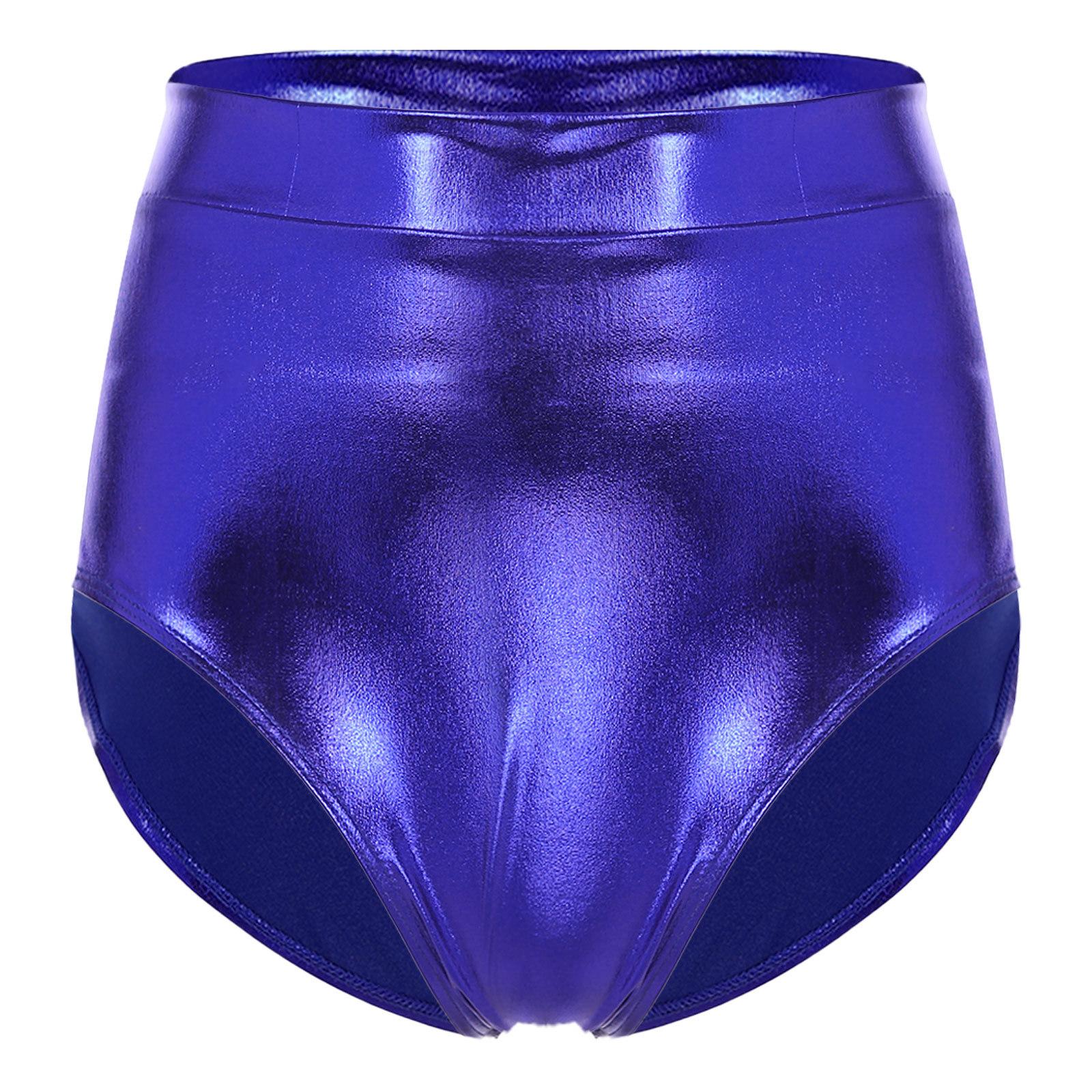 

Жіночі металеві блискучі шорти з високим вирізом для танцювальних вечірок, музичних фестивалів та рейв-заходів L королівський синій колір
