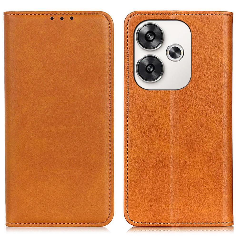 For Xiaomi Poco F6 5G/Redmi Turbo 3 5G Protective Case Split Leather Magnetic Closing Wallet Phone Shell