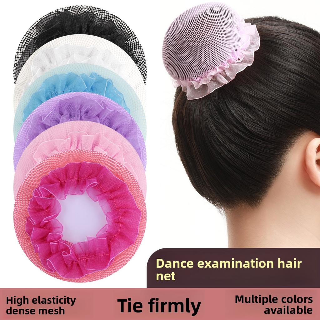 Children's Flower-style Colorful Hair Net Art Examination Dancing Net Bag Children's Hair Bun and Head Flower