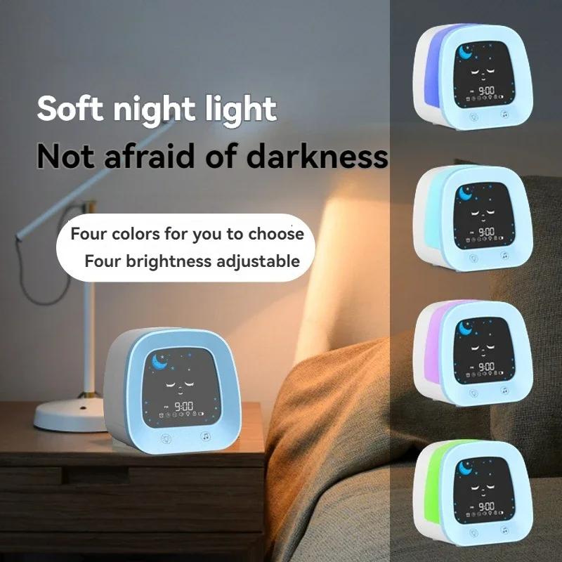 Cartoon Alarm Clock 4 Color Sleep Trainer Night Light Snooze Mode Television Shape Table Timepiece for Toddlers Kids