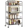 4 Tier Stainless Steel Kitchen Storage Trolley With Adjustable Shelves Silver