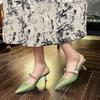 New Chinese-style National Shoes 2025 Summer New Single Shoes Lady Retro Mint Green High-heeled Sandals Temperament with Cheongsam