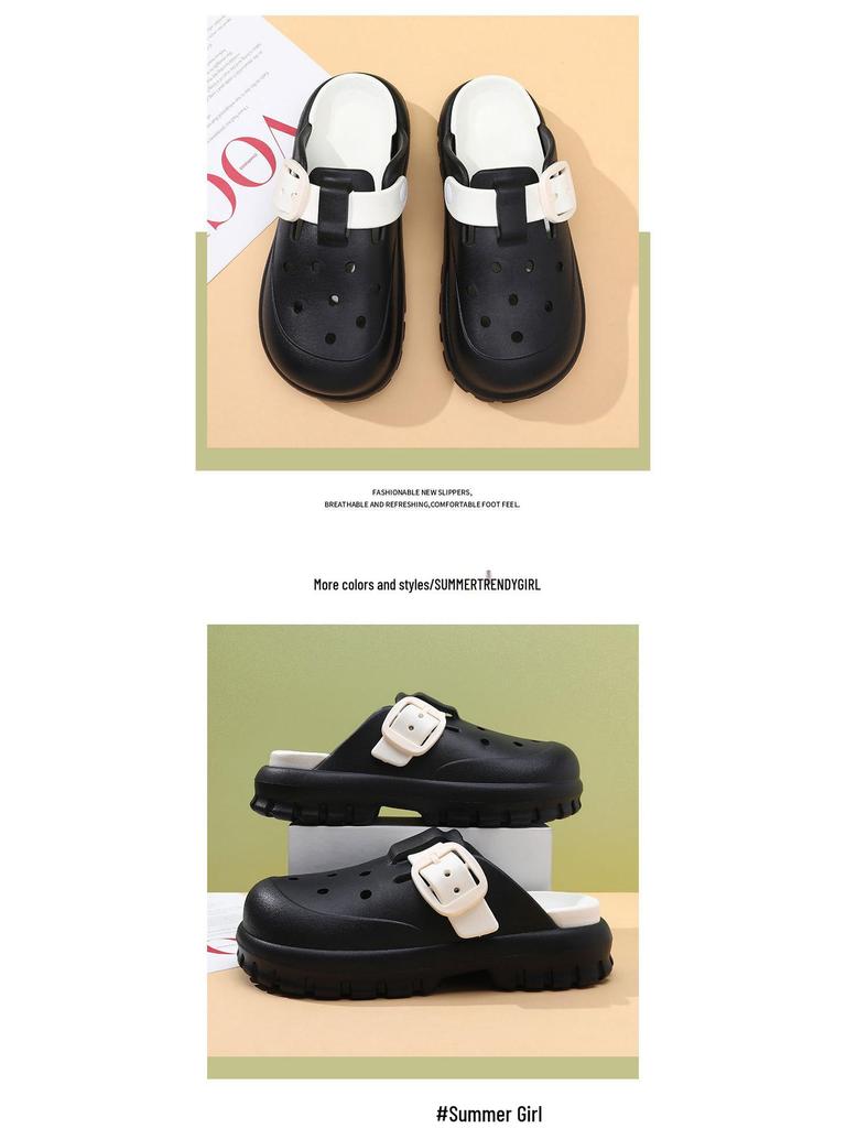 2024 Women's Non-slip Wear-resistant Casual Round Toe Hole Shoes - Perfect for Outdoor Beach Activities