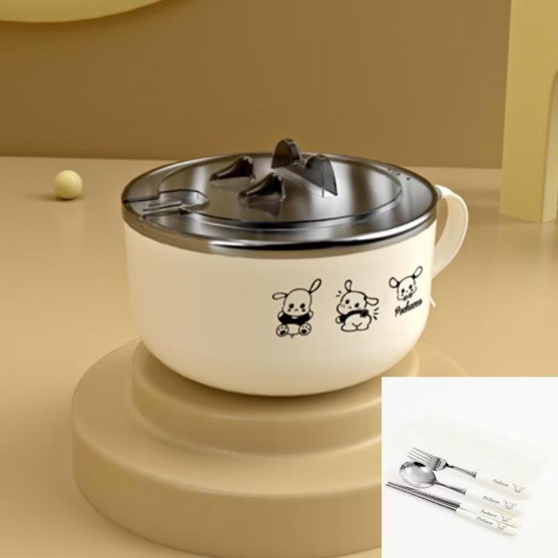 JINGRX Stainless Steel Instant Noodle Bowl with Lid