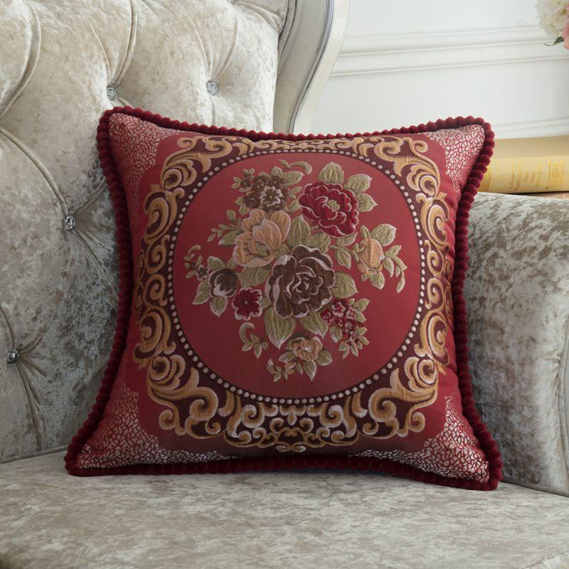 4858cm Luxury European Embroidery Pillowcase Square Throw Pillow Cover Home Office Decoration Car Sofa Seat Cushion Cover 48x48cm 3600₽