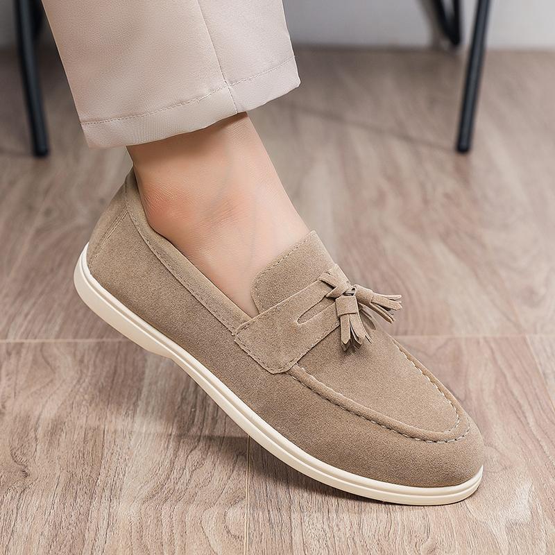 New Men's Casual Slip-On Shoes Soft Bottom One-Touch Lazy Shoes Easy Wear Round Toe Artificial Leather Non-Slip Sole