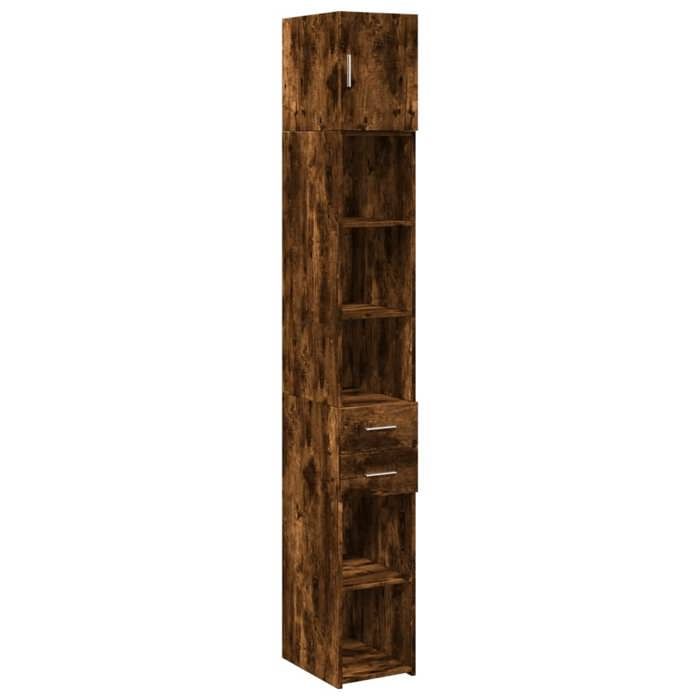 VidaXL Armoire de rangement mince chêne fumé 30x42,5x225 cm, armoire de rangement de salle de bain, unité de rangement de 3281270