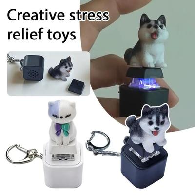 BEPAN Elektronischer Frosch und Schwein Knopf Sprach-Schlüsselanhänger ABS Tastaturknopf Tastatur Fidget-Schlüsselanhänger Abnehmbar Leuchtend