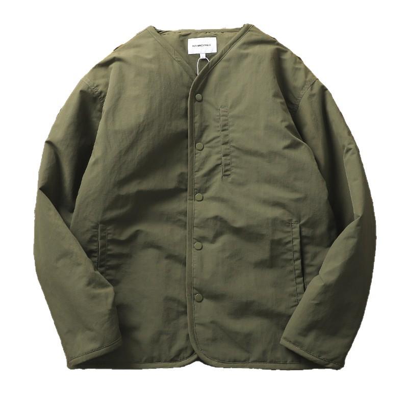 Men's Retro Quilted Cotton Jacket - Warm, Trendy, Loose Fit, Casual V-Neck for Autumn/Winter