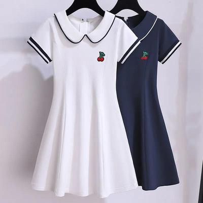 Vestido de verano para niña estilo universitario con cuello muñeca