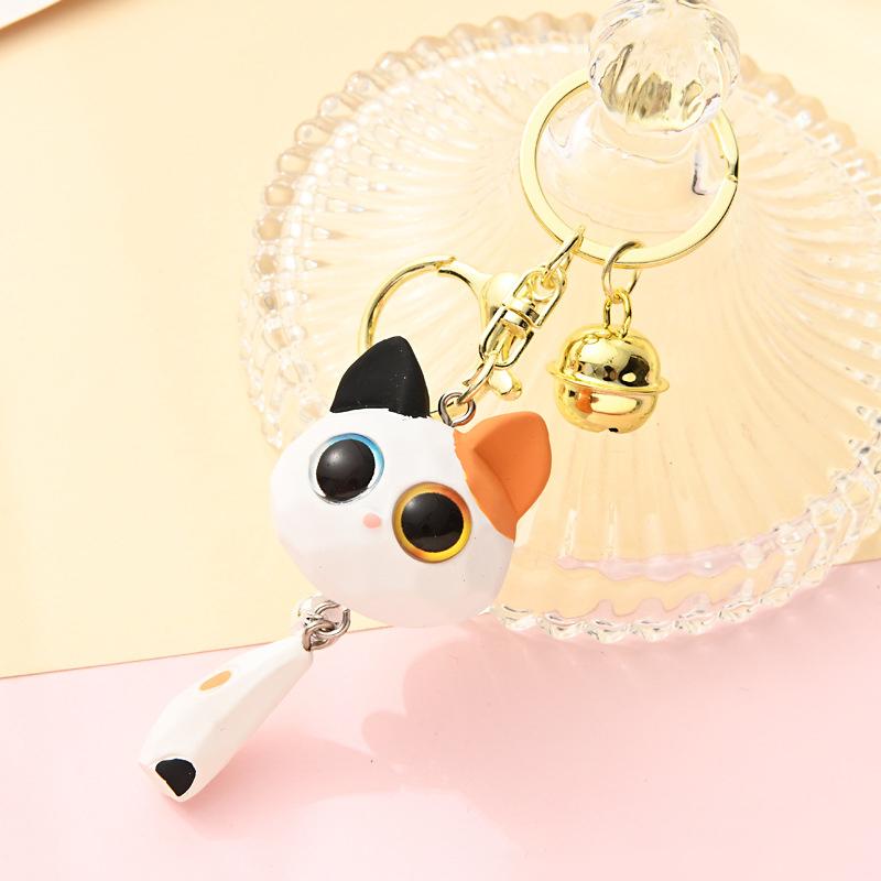 

Мультяшный креативный брелок в виде головы кошки с большими глазами, милый брелок с головой кошки, устойчивый к потере, прочный, изысканный, 3D-брелок, подвесной аксессуар для пары