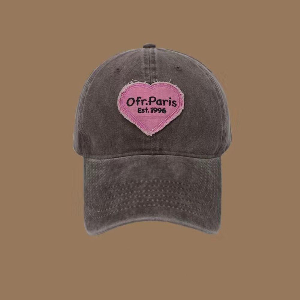 

Love Heart Embroidery Snapback Hat Washed Cotton Couple Sun Hats Fashion Women Baseball Cap C