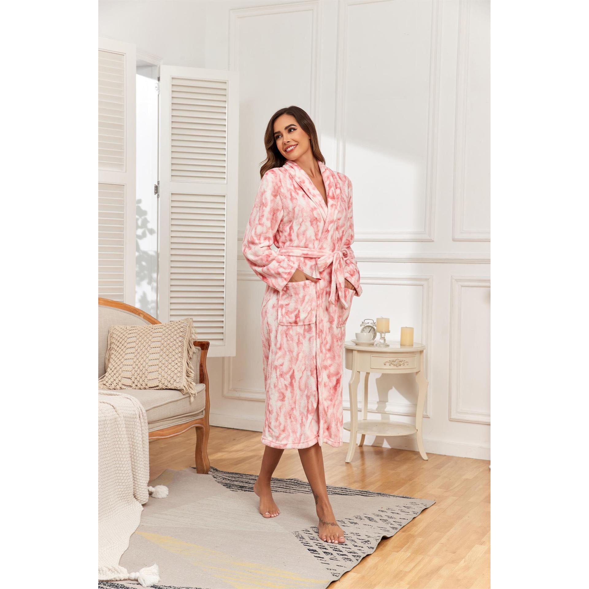 

Женский однотонный халат с отворотом, модели осень-зима, мочалка, теплая, удобная, с длинными рукавами, домашняя одежда XXL