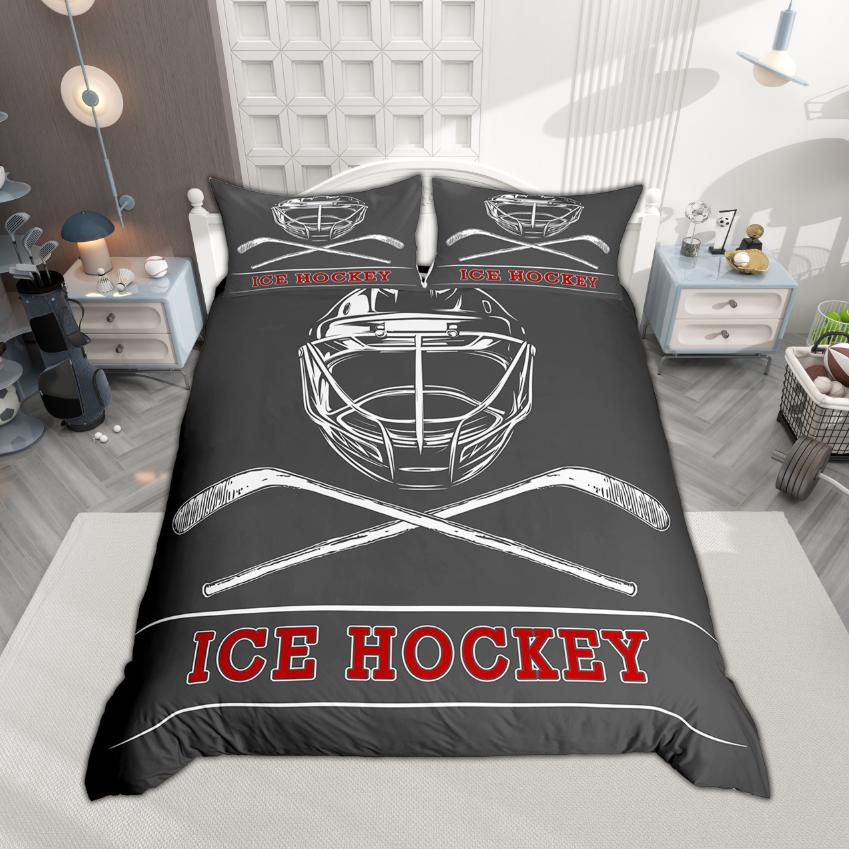 

Одеяло Homewish Спортивная тематика Для мальчиков Подростков 2 шт./3 шт. Хоккей на льду Постельное белье Набор с мячом Comforter (quilt)-EU Single(135*200cm)3pcs