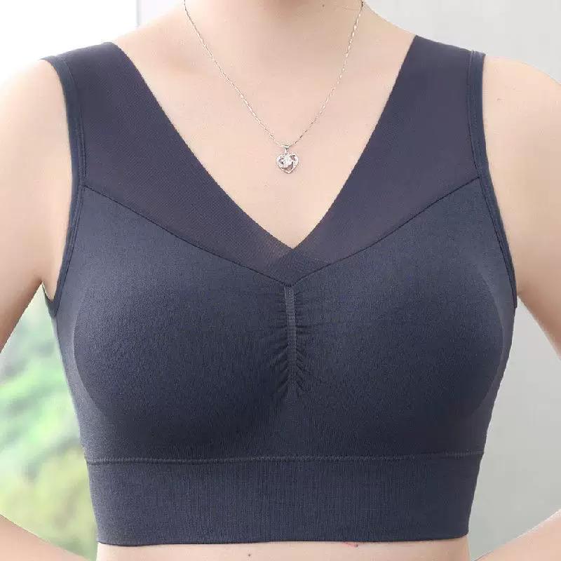 Middle-Aged and Elderly Women's Push-Up Anti-Sagging Mom Bra, Wireless Sports Beauty Back Style Seamless Push-Up Bra