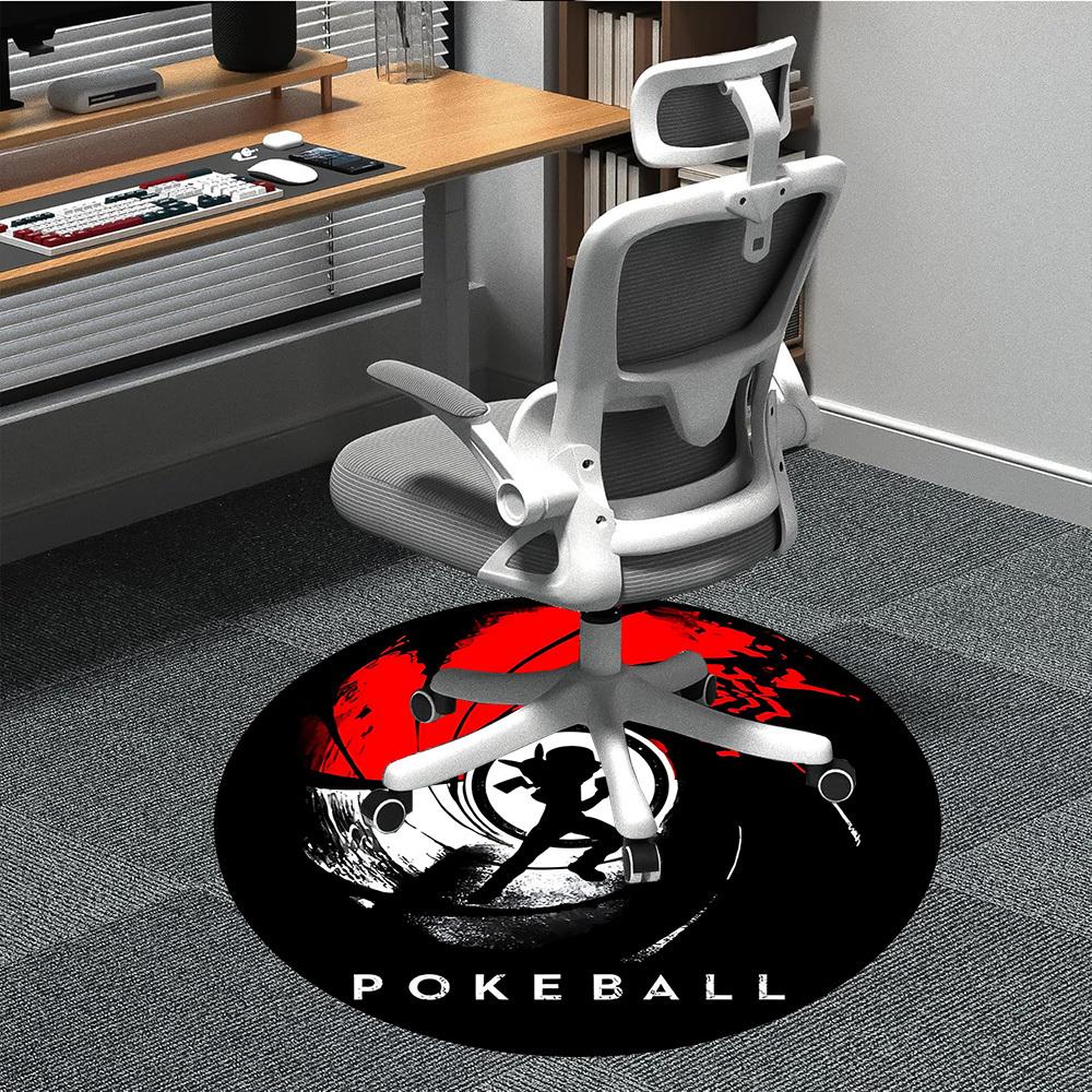 

1pc Pokémon Pokeball Office Round Area Rug, Indoor Mat Suitable For Office,Bedroom Living Room Home Decor, Room Deco a0926116 80cm by 80cm