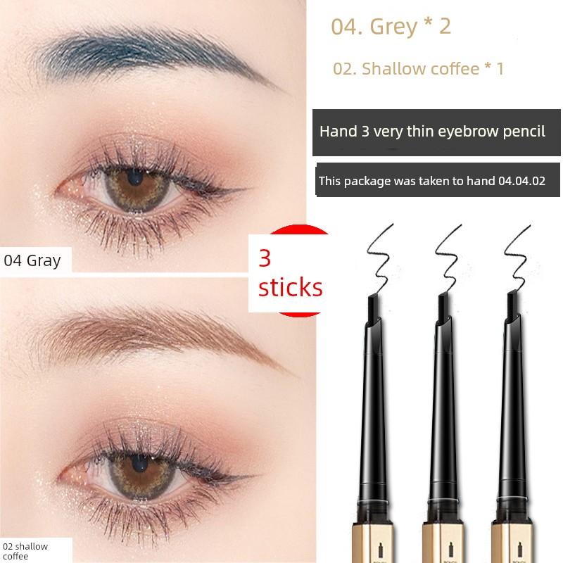3 | Small Gold Bar Eyebrow Pencil Waterproof Long Lasting Fadeless Sweat-Proof Extremely Fine Nature Wild Eyebrow Vivid Female Beginner