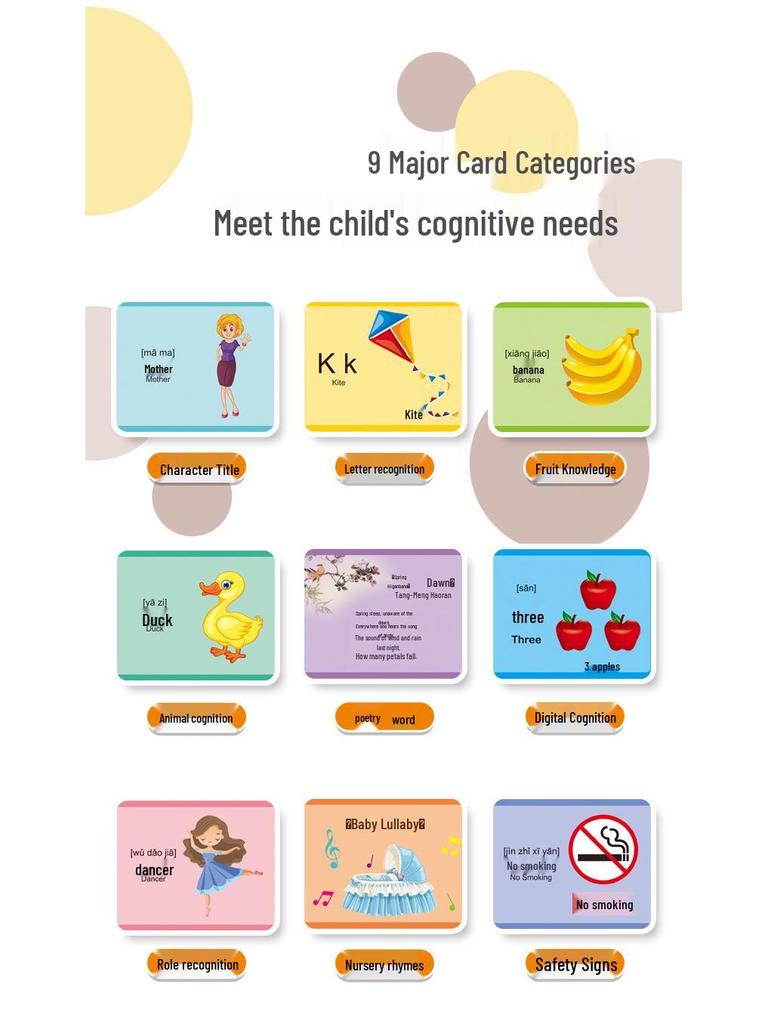 Bilingual Educational Flashcards Reader: Early Learning and Cognitive Development Toy for Children