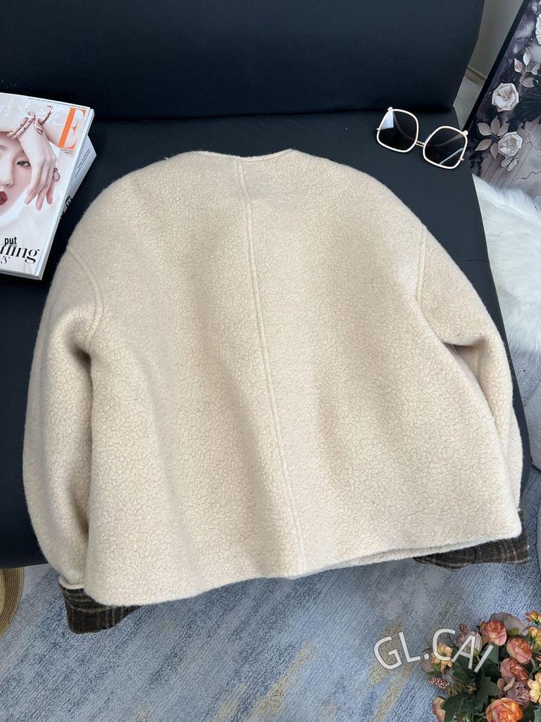 Down-Filled Thickened Woolen Coat with Long Sleeves - Winter Solid Color & Stylish Short Jacket