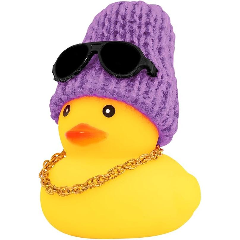 Wonuu Rubber Duck Car Ornaments Yellow Duck Car Dashboard Decorations with Propeller Helmet for Christmas Decor and Home Decorations for Adults