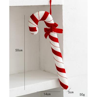 Foam Flocking Simulation Candy Cane Decoration Canes Candies Xmas Flocking Velvet Pendant Red White Christmas Velvet Hanging