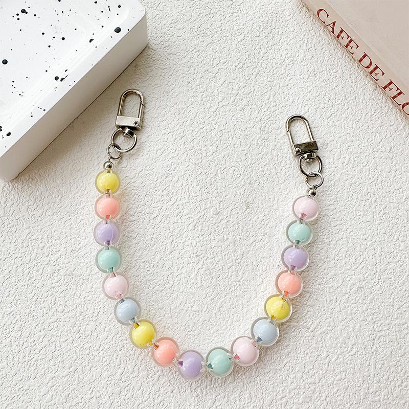 Color Pearl Mobile Phone Case Portable Chain Diy Lanyard Bow Love Wind Lanyard Anti-Drop Small Fresh