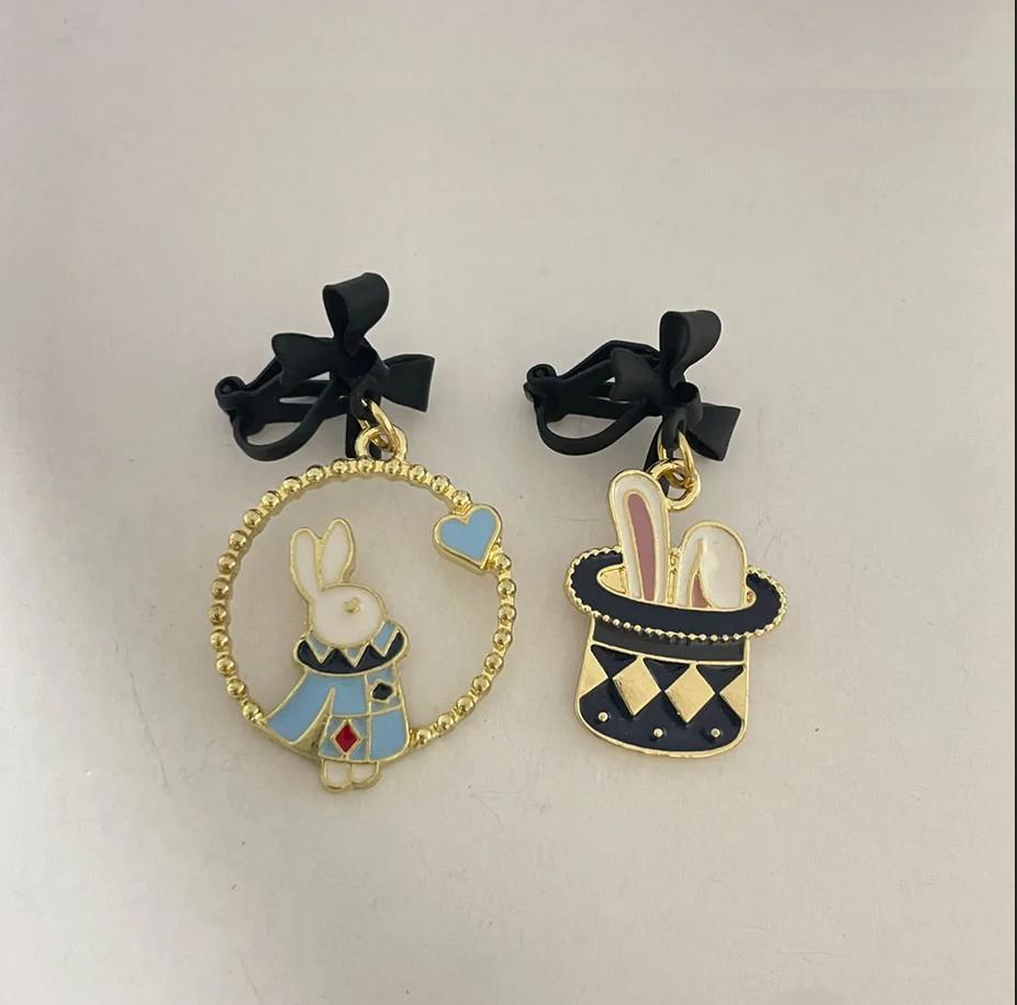 

Cute Cartoon Bunny Ear Clip on Earrings Non Piercing Personalized Funny Animal Cat Ear Hole-free Earrings for Women Girls Gifts