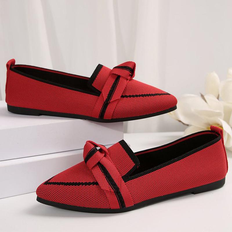Fashion Plus Size 36-43 Red Flats Shoes Women 2025 Breathable Mesh Flat Shoes Woman Pointed Toe Lightweight Casual Shoes Female
