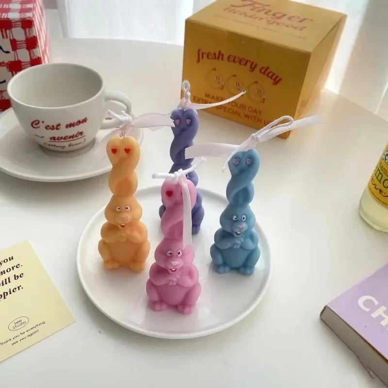 Twist Ears Rabbit Candle Silicone Mold DIY Animal Erect Ears Rabbit Candle Making Soap Resin Mold Easter Gifts Craft Home Decor