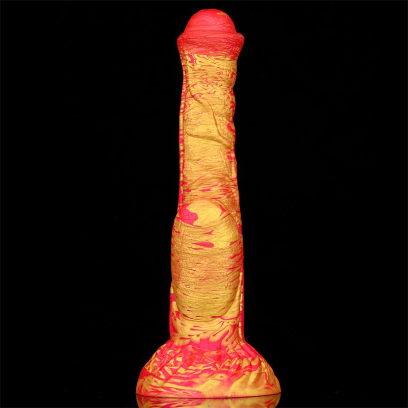 Eggless Horse Cock Mixed Color Liquid Silicone Dildo Female with Oversized Backyard Expansion Anal Masturbator