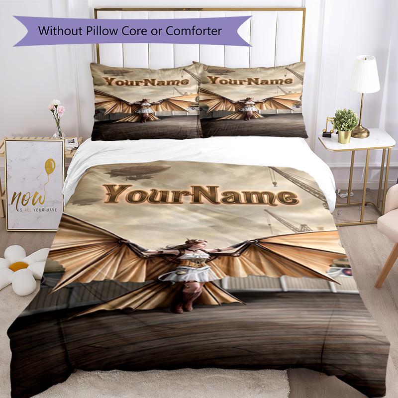 Gothic Illustrations Customize Your Name Bedding Set Breathable Duvet Cover with Pillowcases Home Decoration Birthday Gift