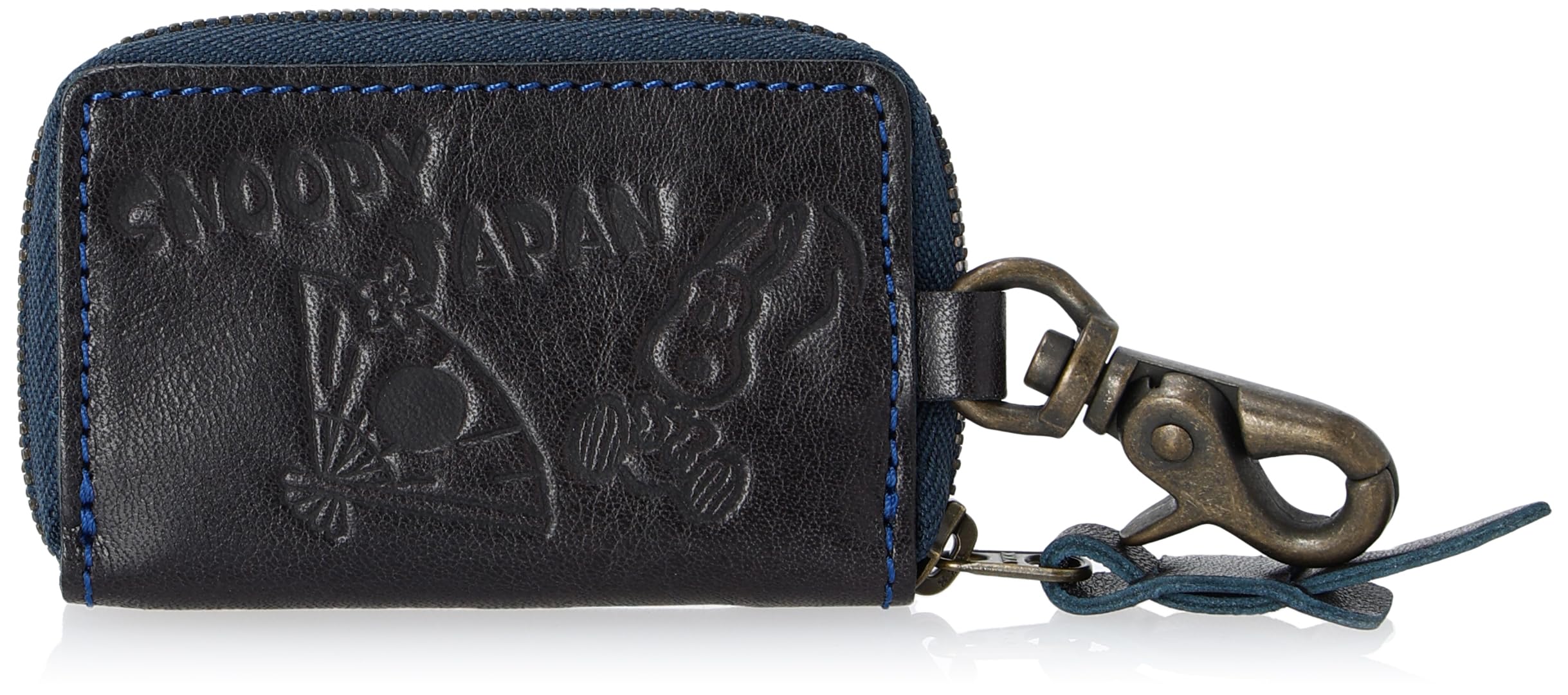 

Peanuts Japan Japanese Pattern Key Fan Smart Key Compatible Genuine Leather Bowhide Leather Window Zipper Snoopy Navy [Nadaya] Case/Sense Men s